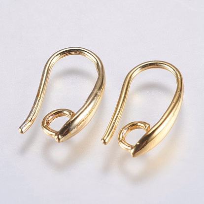 Brass Earring Hooks, with Horizontal Loop, Long-Lasting Plated, Lead Free & Cadmium Free