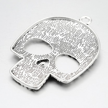 Tibetan Style Alloy Big Pendants, Lead Free & Nickel Free & Cadmium Free, Sugar Skull, For Mexico Holiday Day of the Dead