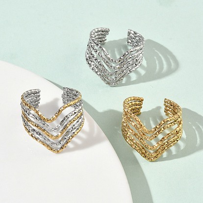 304 Многослойные открытые кольца-манжеты из нержавеющей стали для женщин, ионное покрытие (ip)