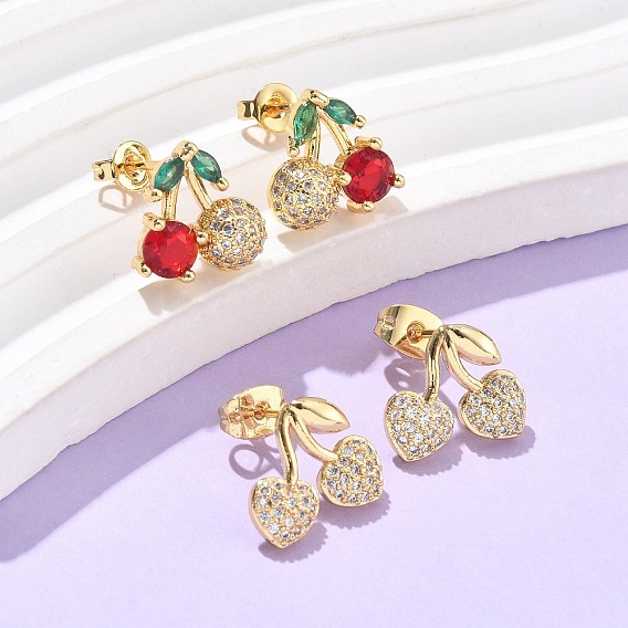 Латунь кубического циркония серьги стержня, вишня