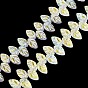 Plaquent verre transparent perles brins, feuille, de couleur plaquée ab , demi-plaqué, teint et cœur