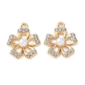 Подвески из сплава со стразами и АБС-пластиком с имитацией жемчуга, 