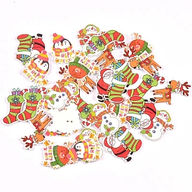 Деревянные пуговицы на новогоднюю тематику, 2-луночное, аксессуары для одежды