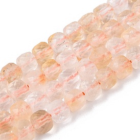 Natural Citrine Beads Strands, Faceted, Cube