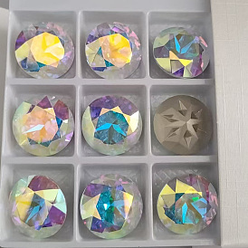 K 9 cabochons en verre strass, point arrière et dos plaqué, facette, diamant