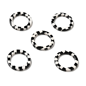 Anneaux liant acrylique, bague ronde motif tartan