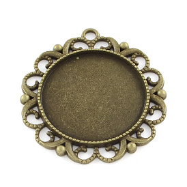 Tibetan Style Alloy Pendant Cabochon Settings, Cadmium Free & Lead Free