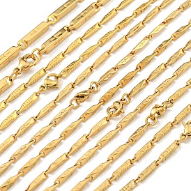 Ion Plating(IP) Golden 201 Stainless Steel Twist Bar Chain Necklaces, Golden