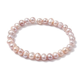 Natural Cultured Freshwater Pearl Potato Beaded Stretch Bracelets