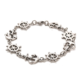 304 Stainless Steel Skull Anchor & Helm Link Chain Bracelets