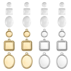 Наборы для изготовления кулонов своими руками, в том числе 12шт 304 подвеска из нержавеющей стали с кабошоном, 12 стеклянные кабошоны шт.