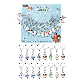 Круглые с цветочным узором, фарфоровые керамические подвески ручной работы, маркеры для петель, подвески крючком, маркер с замком и кольцом с подвеской в виде винного бокала