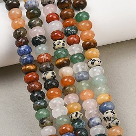 Natural Mixed Stone Beads Strands, Smooth Rondelle, Mixed Dyed and Undyed
