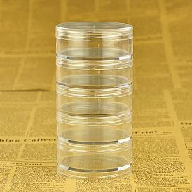 5 Layer Cylinder Stackable Plastic Bead Storage Containers, Column, Clear, 6.8x13.5cm, Capacity: 64ml(2.16 fl. oz)