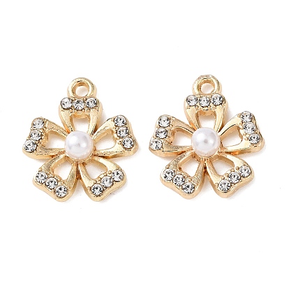 Подвески из сплава со стразами и АБС-пластиком с имитацией жемчуга, 