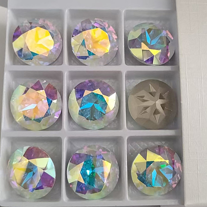 K 9 cabochons en verre strass, point arrière et dos plaqué, facette, diamant