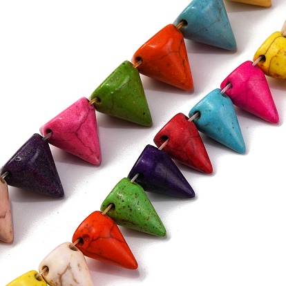 Синтетических нитей бирюзовые бусы, окрашенные, конус, Топ пробуренной