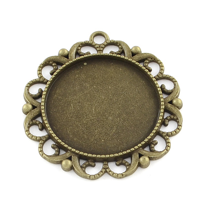 Tibetan Style Alloy Pendant Cabochon Settings, Cadmium Free & Lead Free