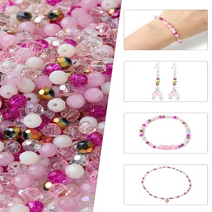 Стеклянные бусины смешанных стилей, граненые, круглые