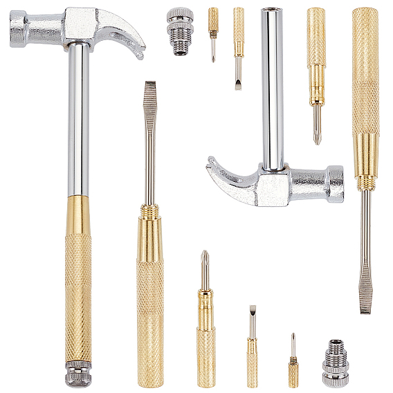 Набор молотков из латуни и железа, 6-в-1 многофункциональная отвертка