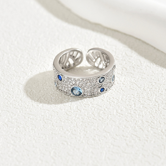 Регулируемые элегантные латунные кольца-манжеты с микропаве из кубического циркония для женщин