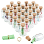 30Pcs Clear Glass Cork Wishing Bottles, with Message Paper