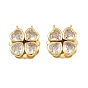 Brass Pave Clear Cubic Zirconia Connector Charms Magnet Links, Heart