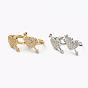 Brass Micro Pave Clear Cubic Zirconia Cuff Earrings, Heart with Arrow