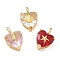 Ocean Theme Brass & Glass Pendants, Faceted Heart Charm, Real 18K Gold Plated