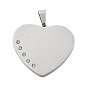 304 подвески из нержавеющей стали, со стразами, шарма сердца