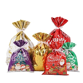 Christmas Themed Plastic Candy Gift Storage Bags, Waterproof Oilproof Cookie Pouches, Rectangle