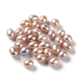 Natural Cultured Freshwater Pearl Beads, Half Drilled, Rice, Grade 5A+