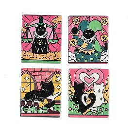 Printed Acrylic Tarot Pendants, Rectangle with Cat Shape Pattern