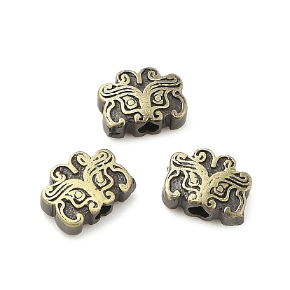Tibetan Style Rack Plating Brass Bead, Long-Lasting Plated, Taotie