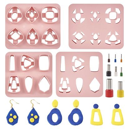 2 шт. 2 Инструменты для создания трапеций, прямоугольников, каплевидных и квадратных форм из АБС-пластика, с 8шт полипропиленовым пластиком и латунным глиняным дыроколом