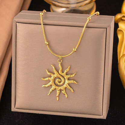 304 Женские ожерелья из нержавеющей стали с подвеской в виде солнца и змеиного шара