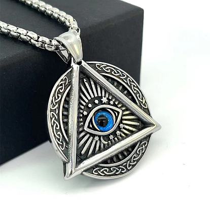 Ожерелья из нержавеющей стали в стиле панк с подвеской «Всевидящее око» для мужчин
