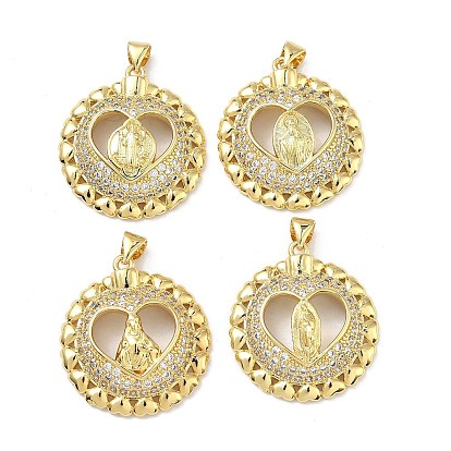 Латунные микропаве прозрачные подвески с фианитом, плоские круглые прелести