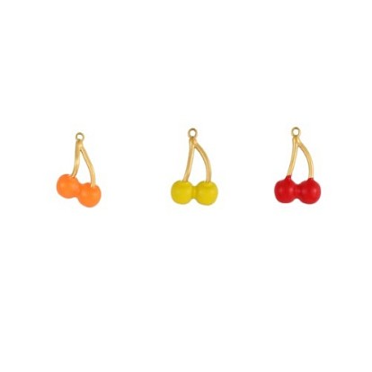 Подвески вишневые 304 эмалевые подвески из нержавеющей стали, реальный 18 k позолоченный, ионное покрытие (ip)