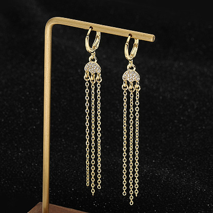 Fashion Long Tassel Chain Earrings with Gold Plating for Women
