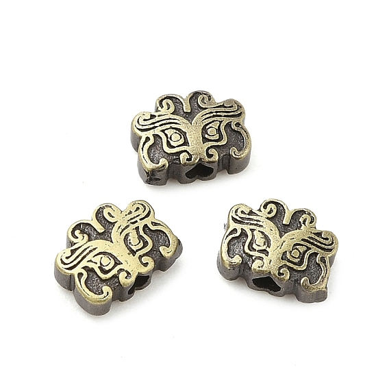 Tibetan Style Rack Plating Brass Bead, Long-Lasting Plated, Taotie
