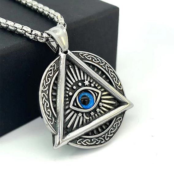 Ожерелья из нержавеющей стали в стиле панк с подвеской «Всевидящее око» для мужчин