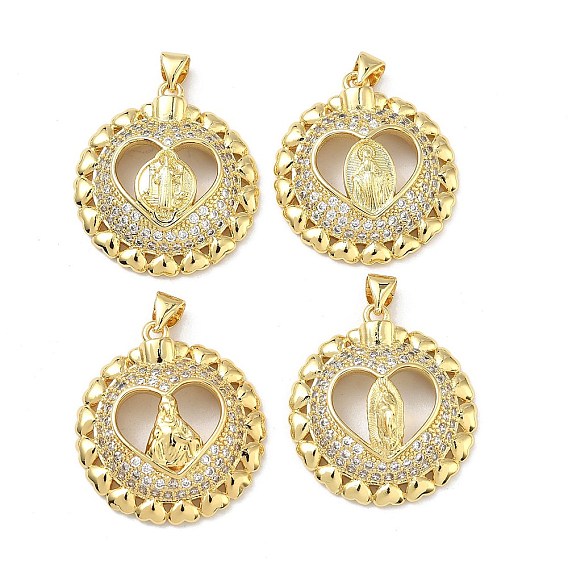 Латунные микропаве прозрачные подвески с фианитом, плоские круглые прелести