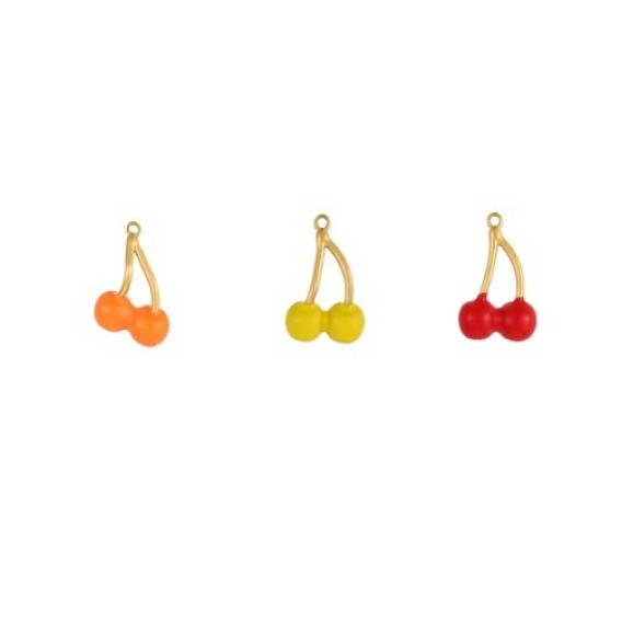 Подвески вишневые 304 эмалевые подвески из нержавеющей стали, реальный 18 k позолоченный, ионное покрытие (ip)