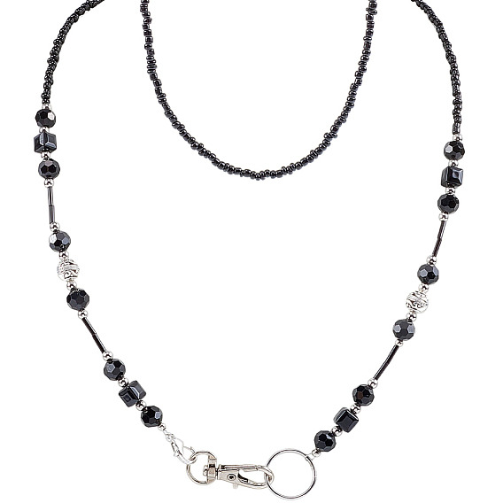 2шт. стеклянные бусины брелок, с поворотными застежками из сплава и карабинами