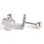201 Stainless Steel Barbell Cartilage Earrings, Screw Back Earrings, with 304 Stainless Steel Pins, Shamrock