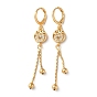 Rhinestone Love Heart Leverback Earrings, Brass Chains Tassel Earrings for Women