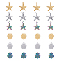 24Pcs 6 Style 304 Stainless Steel Pendants, Shell & Starfish Shape