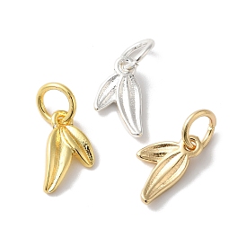 Long-Lasting Plated Brass Charms, with Jump Rings, Leaf