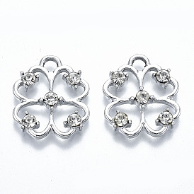 Подвески из сплава с УФ покрытием, с кристально горный хрусталь, клевер, без кадмия и без свинца